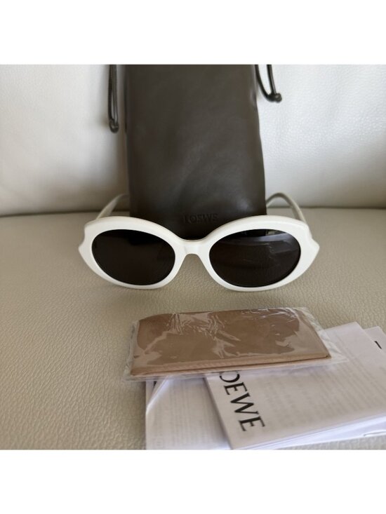 NEW LOEWE - SLIM WHITE GEOMETRIC SUNGLASSES 100% Authentic